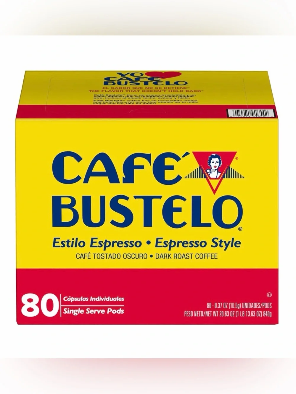 Cafe Bustelo Espresso Style, Dark Roast Coffee, Single Serve Pods, 80 ct.